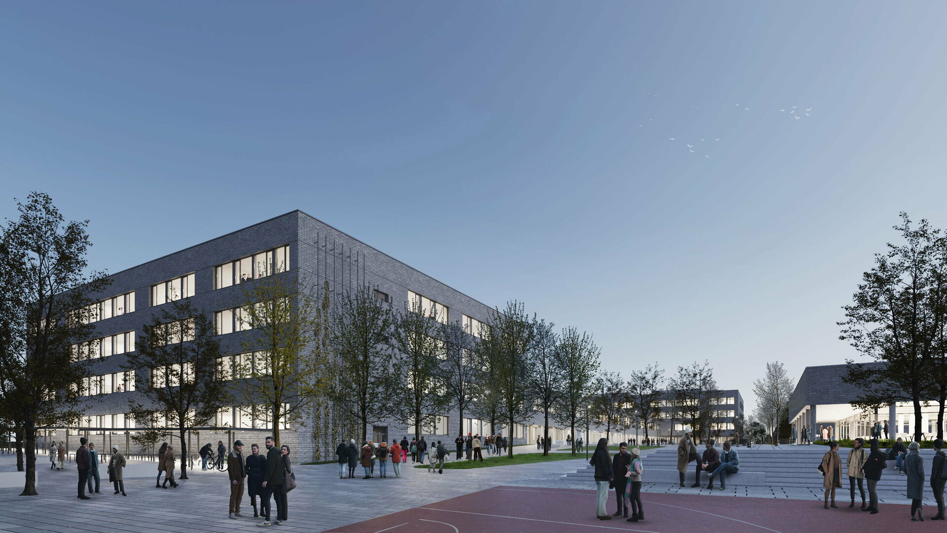 Perspektive Campusband mit Mensa